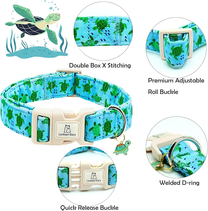 Collar para perro con diseño de tortuga marina azul miniatura 2