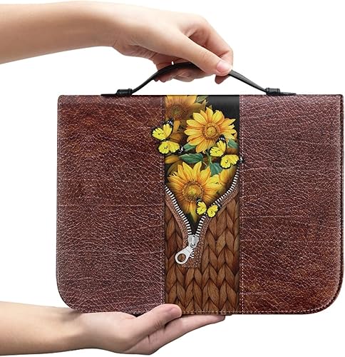 Funda de la Biblia de mariposa para mujeres, funda de piel sintética con diseño de girasol para niñas, bolsas de Biblia portátiles y bolsas para