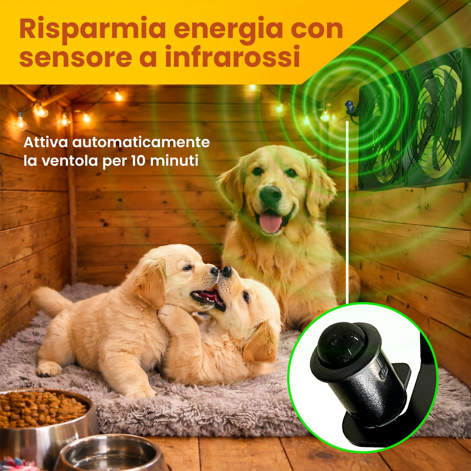 Ventilatore Solare per Pollaio e Serra, Doppia Ventilazione Solare con Batteria, Presa o Estrazione dell’Aria, Centralina di Controllo con 3 Modalità