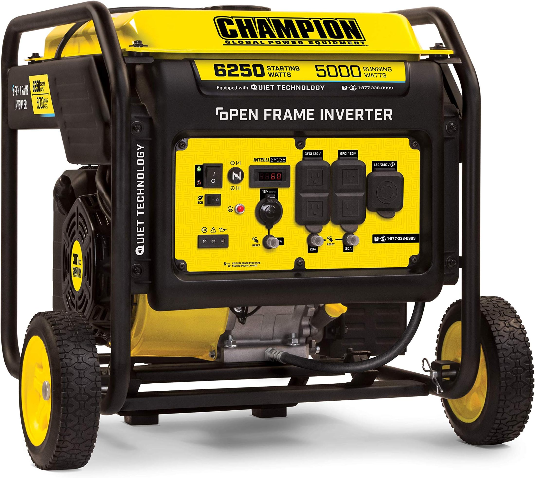 6250-Watt Portable Open Frame Inverter Generator with Quiet Technology
