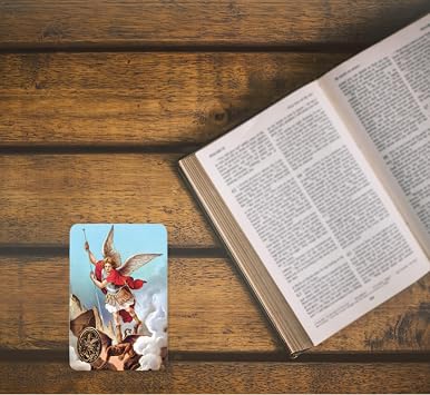 Tarjeta de Oracion San Miguel Arcangel Plastificada con Tarjeta del Padre Nuestro en Espanol para Proteccion y Devocion Catolica