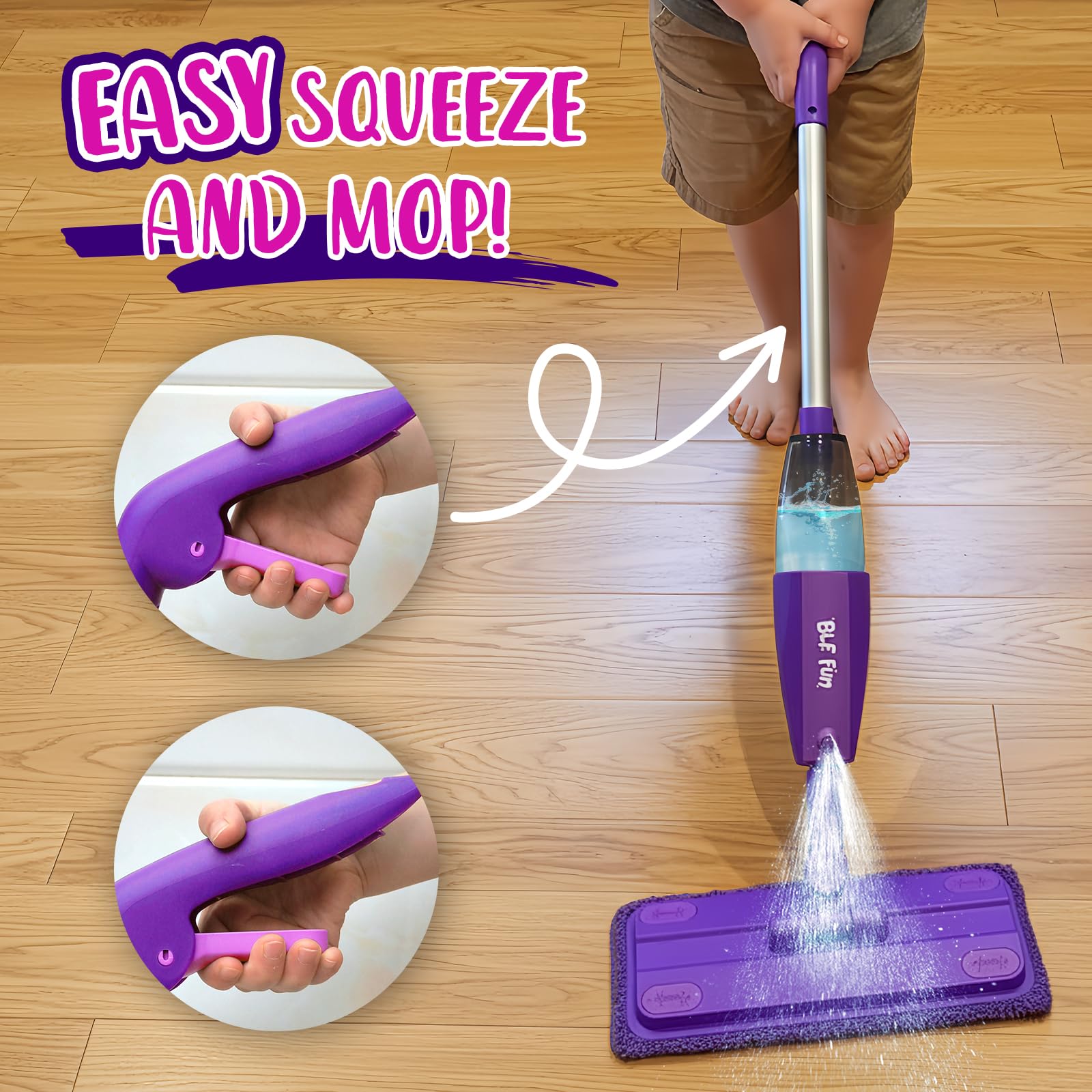Trapeador con atomizador para niños, juegos de limpieza para niños pequeños con rociador de agua real, juguetes de trapeador para niños, juego de limpieza Montessori, regalos de cumpleaños de 3