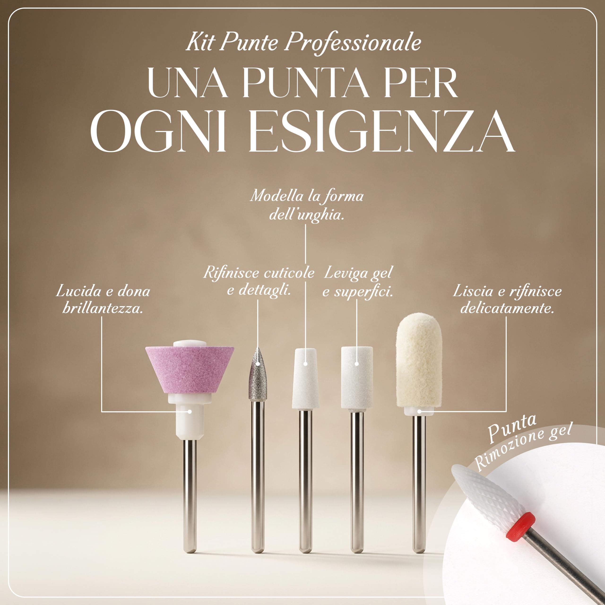Fresa per Unghie Professionale Ricaricabile USB con 6 Testine Incluse
