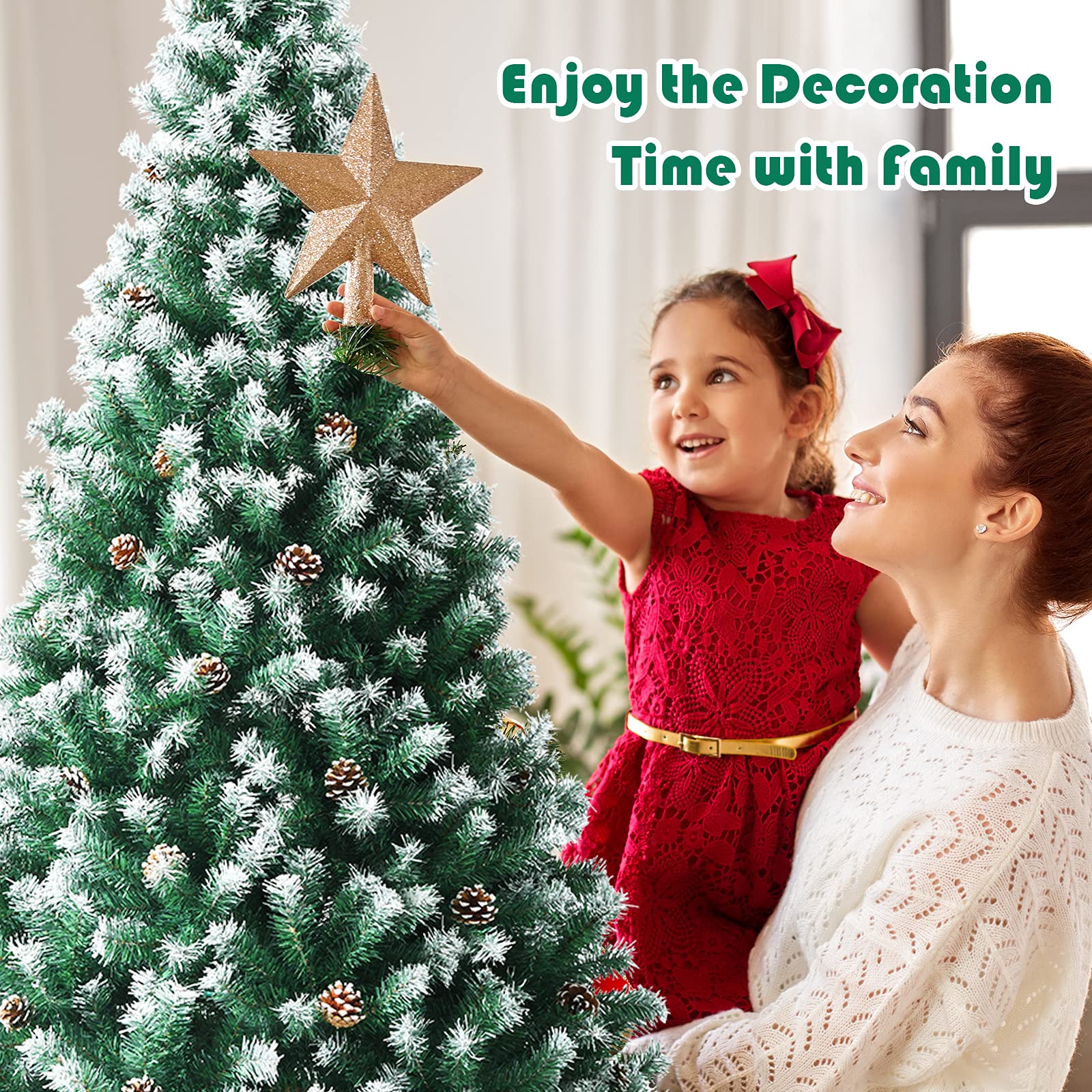 Goplus 6ft PreDecorated Christmas Tree, Artificial Hinged Unlit Xmas