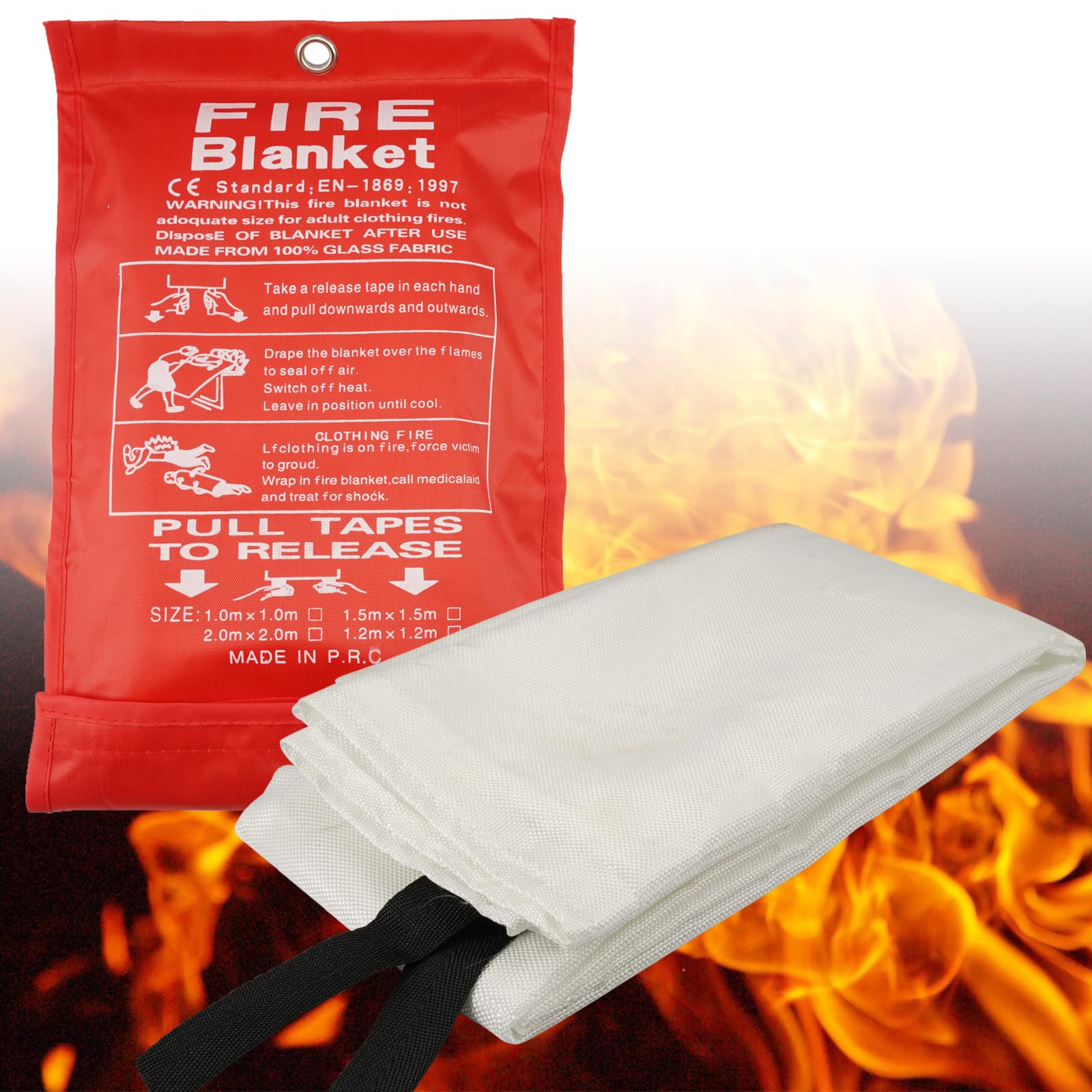 Couverture d'incendie sans fibre de verre - 1x1m - 1 pcs, réutilisable maison cuisine survie