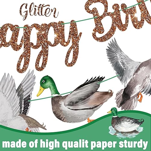 Miniatura 4 de Pancartas de feliz cumpleaños de pato mallardo, decoraciones de cumpleaños de caza de patos, pancartas de fiesta de cumpleaños de pato malardo,