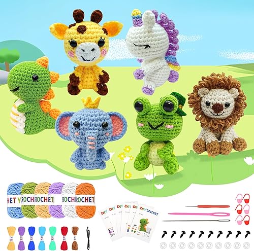 AHDHAJAQ Kit de ganchillo para principiantes, kit de inicio de ganchillo con tutoriales en video paso a paso, kits de aprendizaje para adultos y