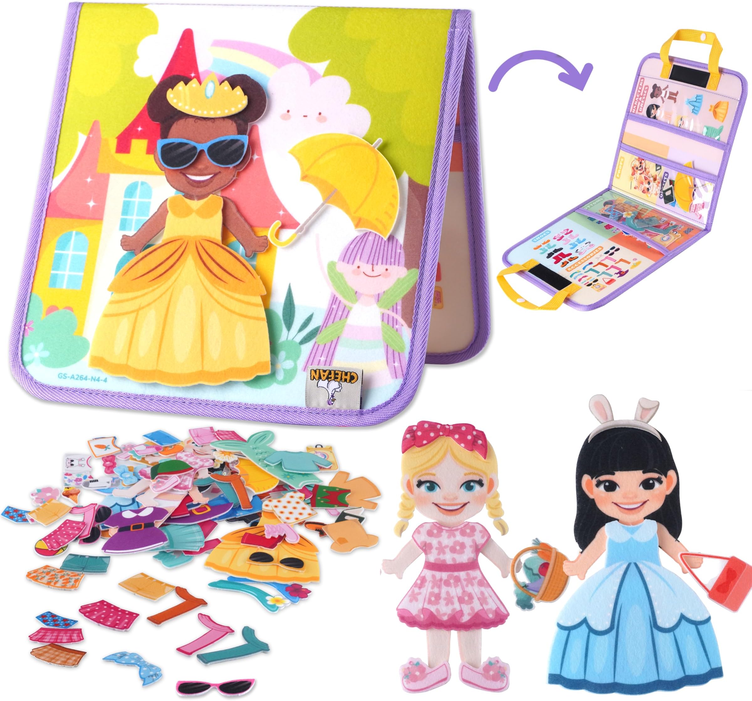 Felt Dress-Up Dolls Set,Pretend Play Dress Up Game with Felt Board, Outfit and Accessory Pieces,Perfect for Little Girls 3+