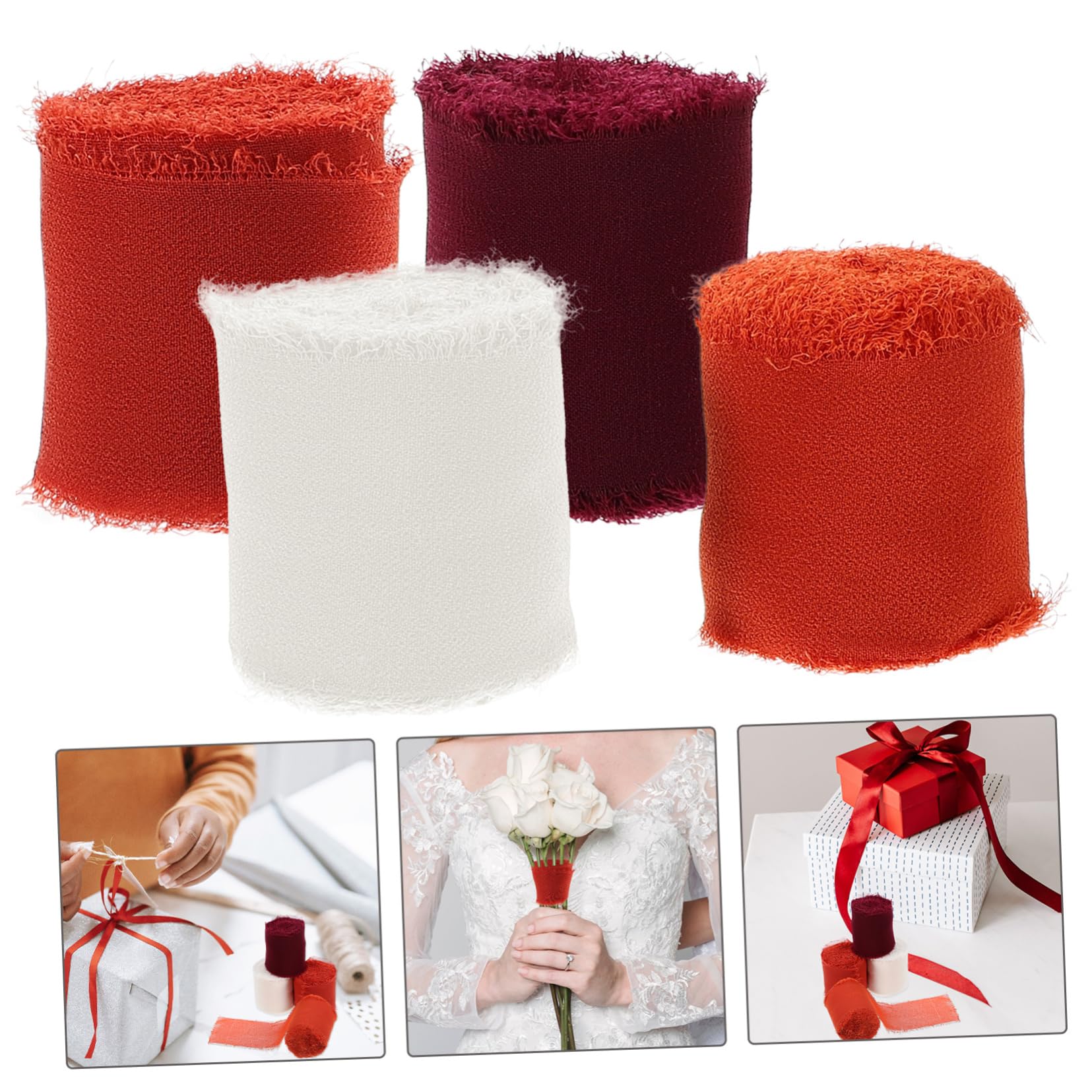 STOBOK 20rollen Fransen-chiffonband Für Hochzeitsdekoration Bastelarbeiten Geschenkschleifen Und Blumenschmuck Pro Rolle Für Brautsträuße Und Einladungen