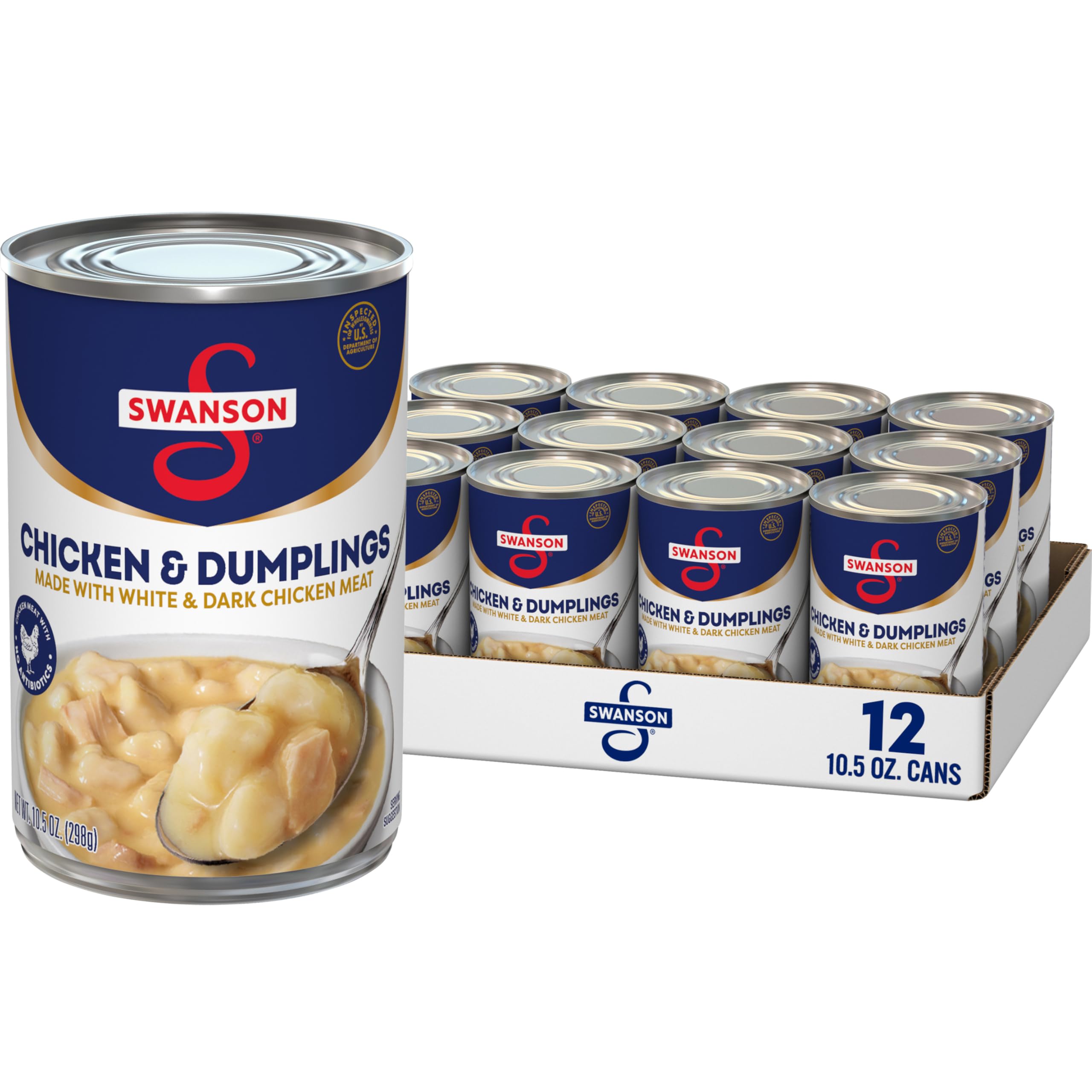 Swanson Canned Chicken and Dumplings With White and Dark Chicken Meat, 10.5 OZ Can (Case of 12) Chicken & Dumplings 10.5 Ounce (Pack of 12)