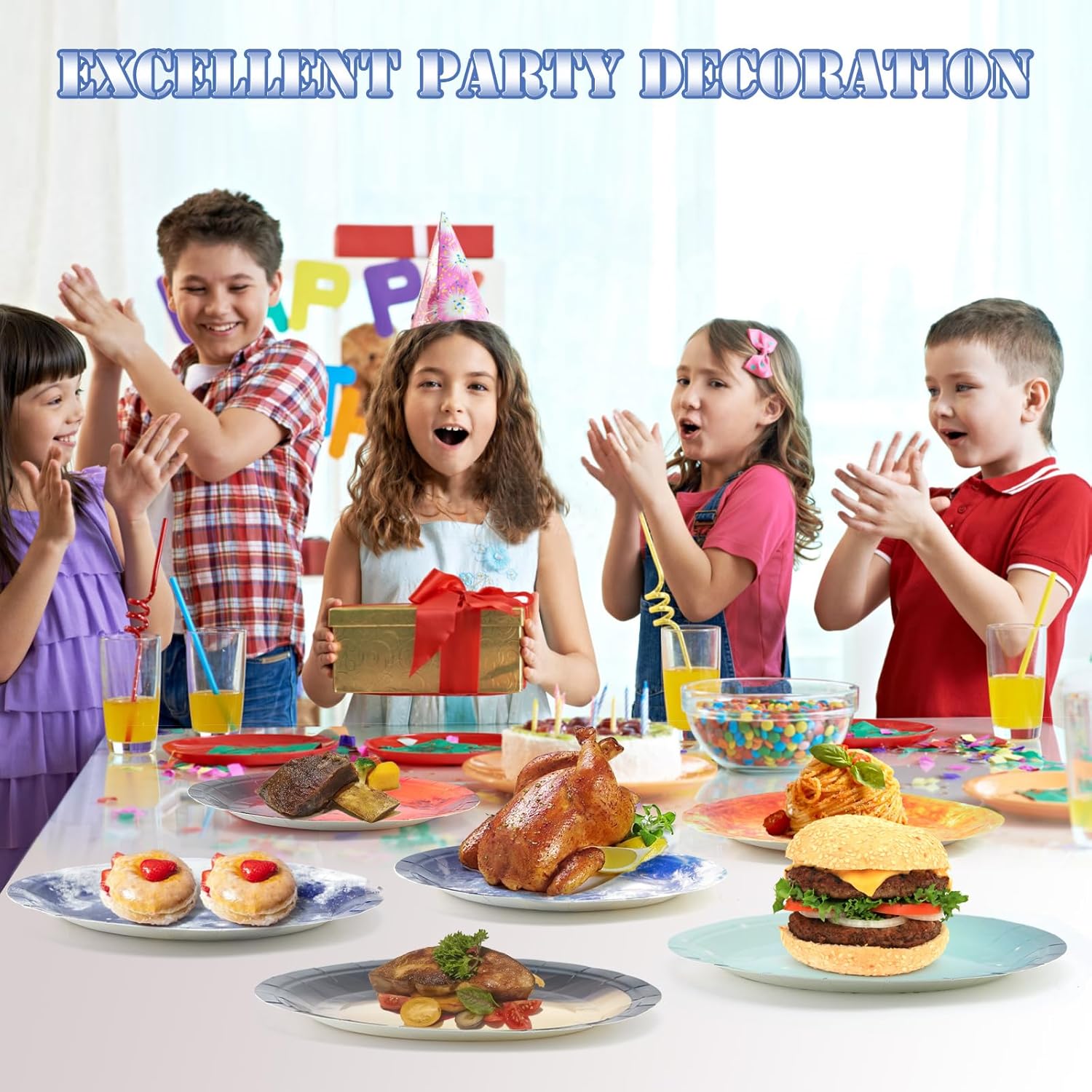 Space Theme Party Decorations - 50pcs Space Birthday Decorations Party Plates,Baby Shower Party Birthday Party Decorations,9inch image 7 of 7 B0F9NWP617