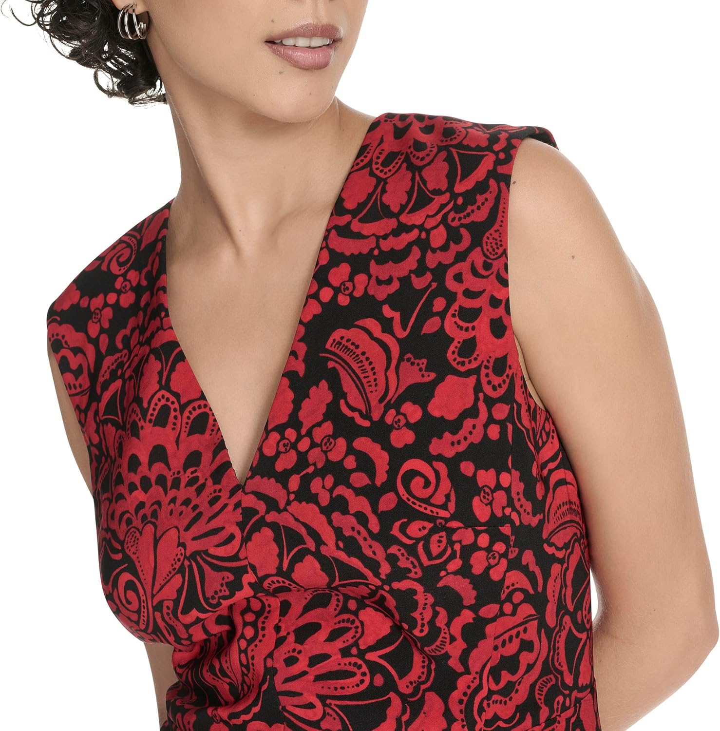 Tommy Hilfiger Womens Sleeveless V-Neck A-line Midi Dress - Image 5