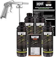 Vista 1 de U-Pol Raptor - Kit de revestimiento en aerosol de uretano negro para caja de camioneta con pistola aerosol, 4 litros