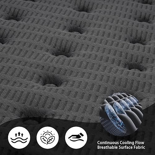 Miniatura 2 de inight Colchón híbrido tamaño King de 12 pulgadas, colchón híbrido King en una caja, espuma viscoelástica de gel y resortes individuales en