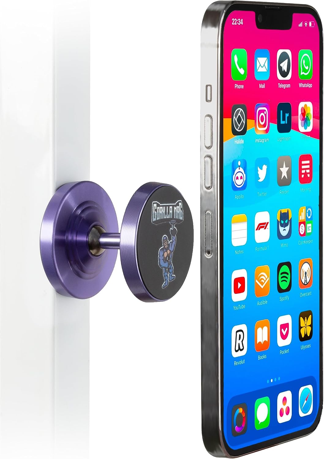Double Sided Magnetic Phone Holder for Gym, Extra Strong Hands Free Mobile Phone Mount, Compatible with All Smartphones, iPhone 14, 14 Plus, 14 Pro, Samsung Galaxy S22, S21, Pixel (Comet)