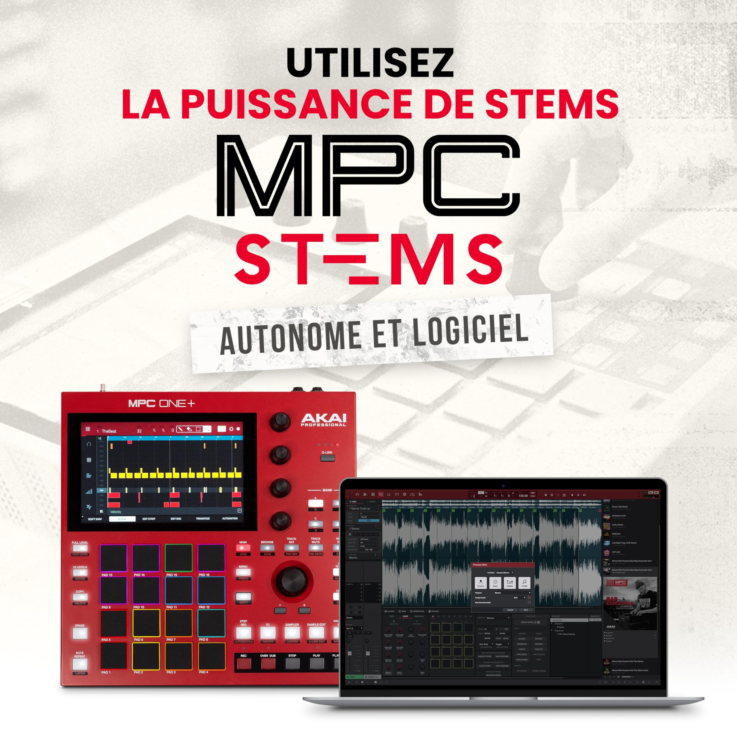 Akai Professional MPC One+ Standalone Drum Machine, Beat Maker et Contrôleur MIDI avec WiFi, Bluetooth, Pads de Batterie, Plug-ins de Synthèse, Écran Tactile et Intégration Native Instruments