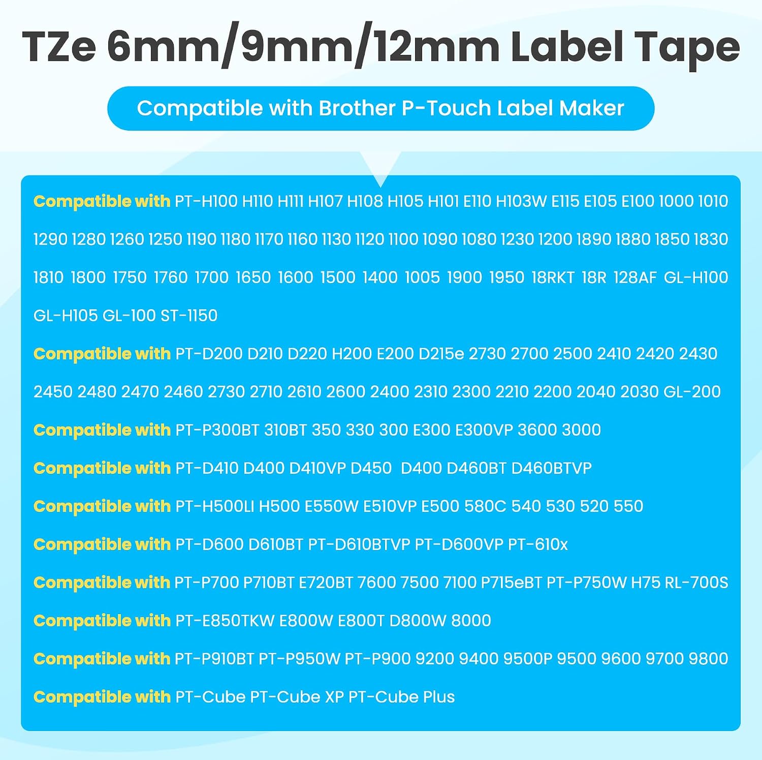 10-PK Compatible Brother Label Maker Tape 12mm 0.47 White Laminated TZe-231 image 3