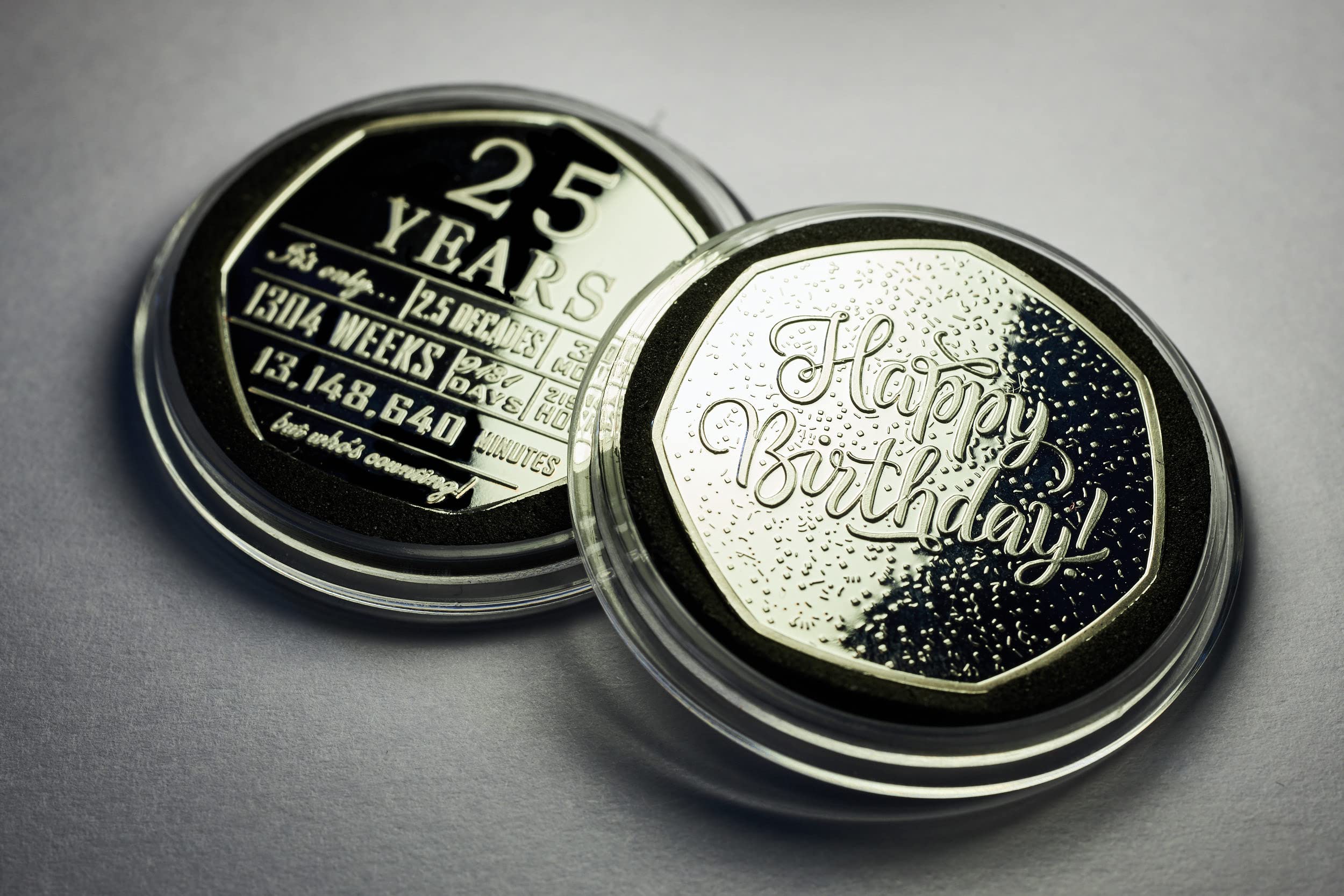 The Commemorative Coin Company 25th Birthday Silver Commemorative in Capsule. 25 Years 'But Who's Counting' Gift/Present Congratulations/Party/Celebration/Ideas Son/Daughter/Grandson/Granddaughter