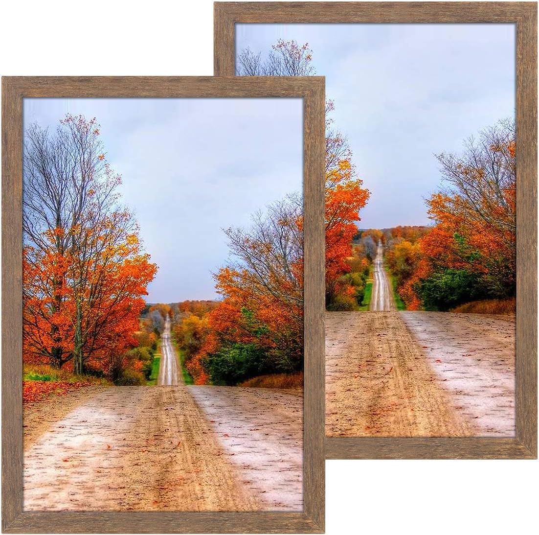 Hap Tim 13x19 Picture Frame Brown Wood Pattern Set of 2,Wall Hanging, Smooth Molding & Acrylic Cover,Great for Prints, Poster, Mural and Picture(CWH007MD13x19-BR)