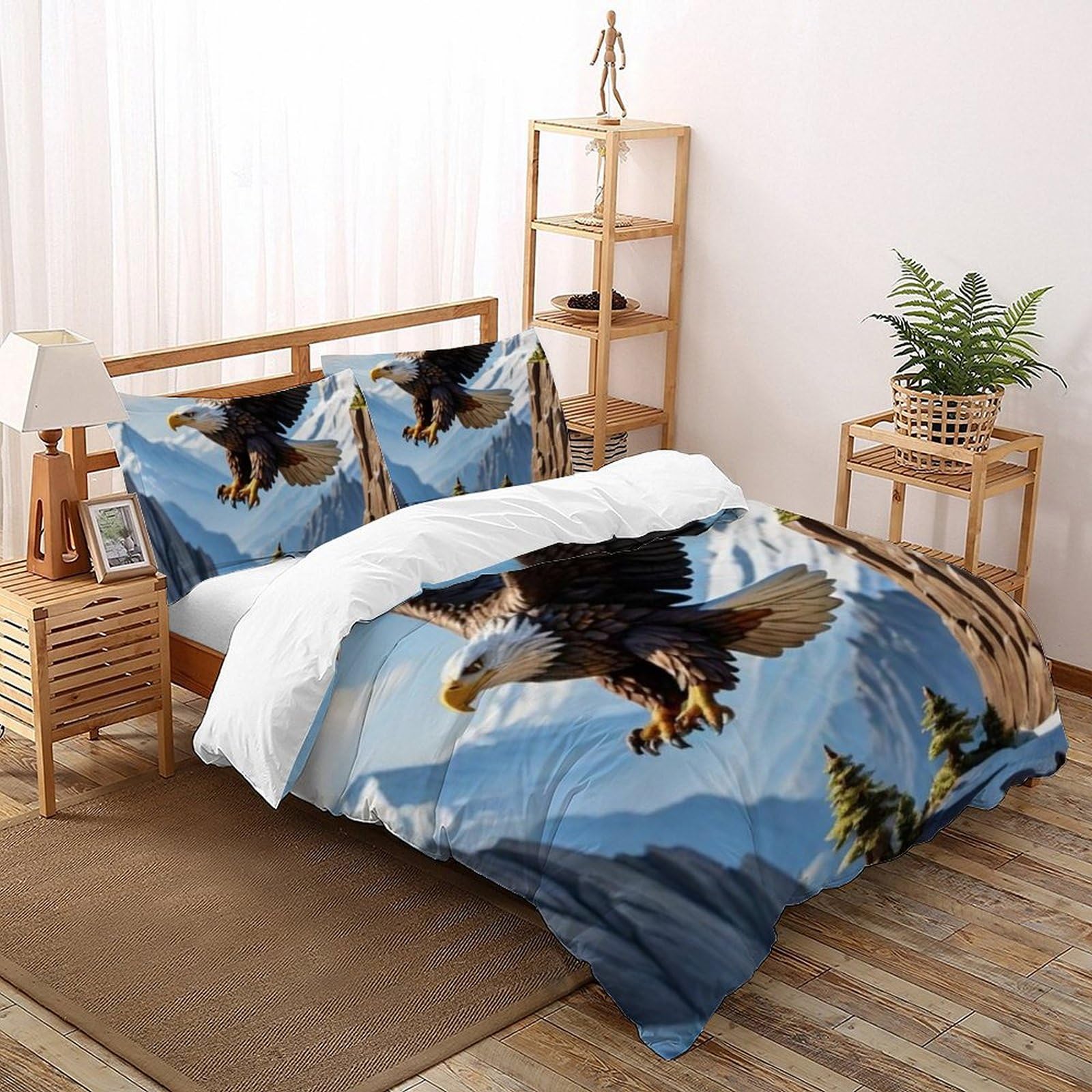 Housse de couette double animaux 200x200cm en microfibre douce pour le grand lit de votre garçon