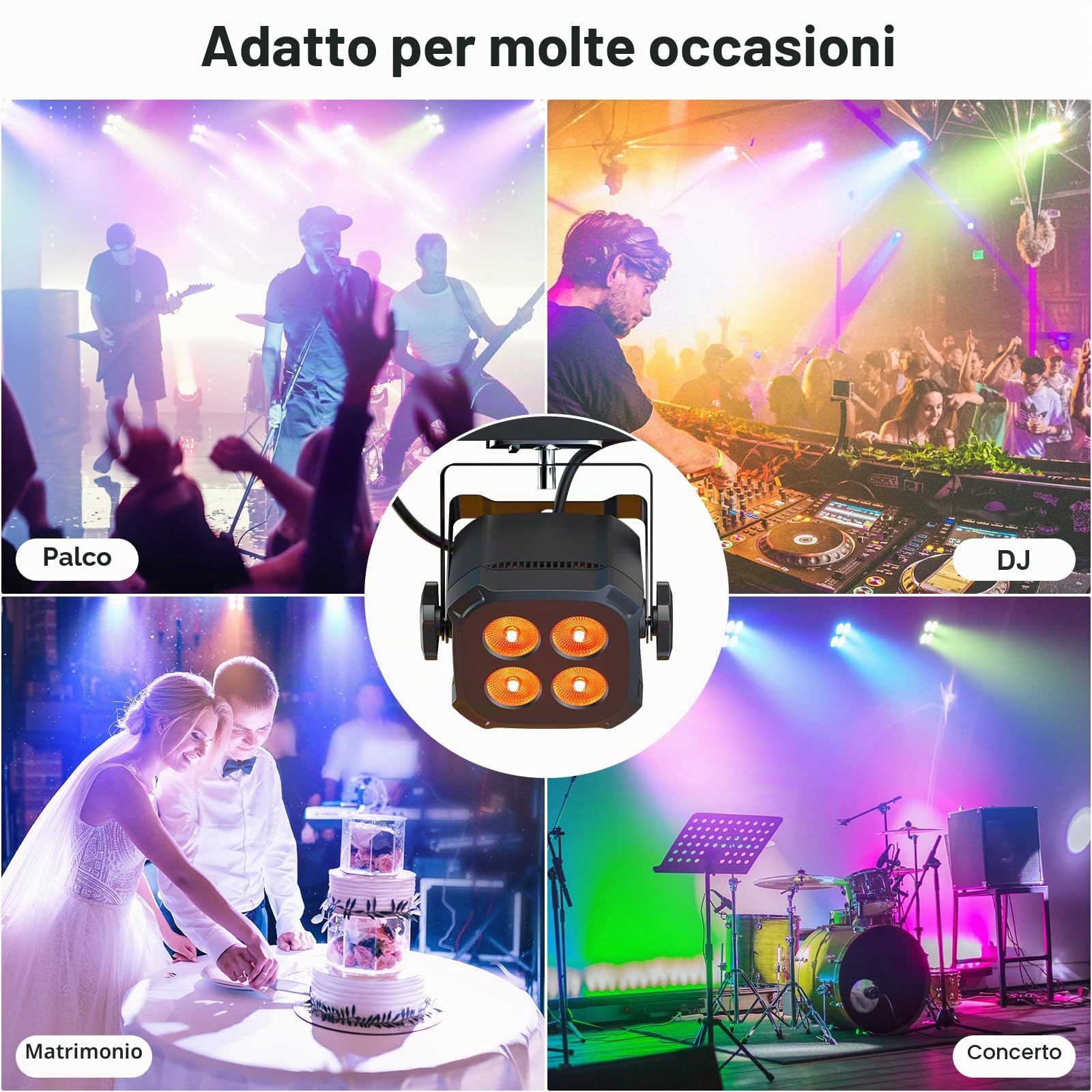 4 pezzi 40W RGBW 4 in 1 LED Par Mini luci da palcoscenico con 4/8 canali DMX512, modalit sonoro/Auto luce diasoc per feste dj casa Natale Halloween