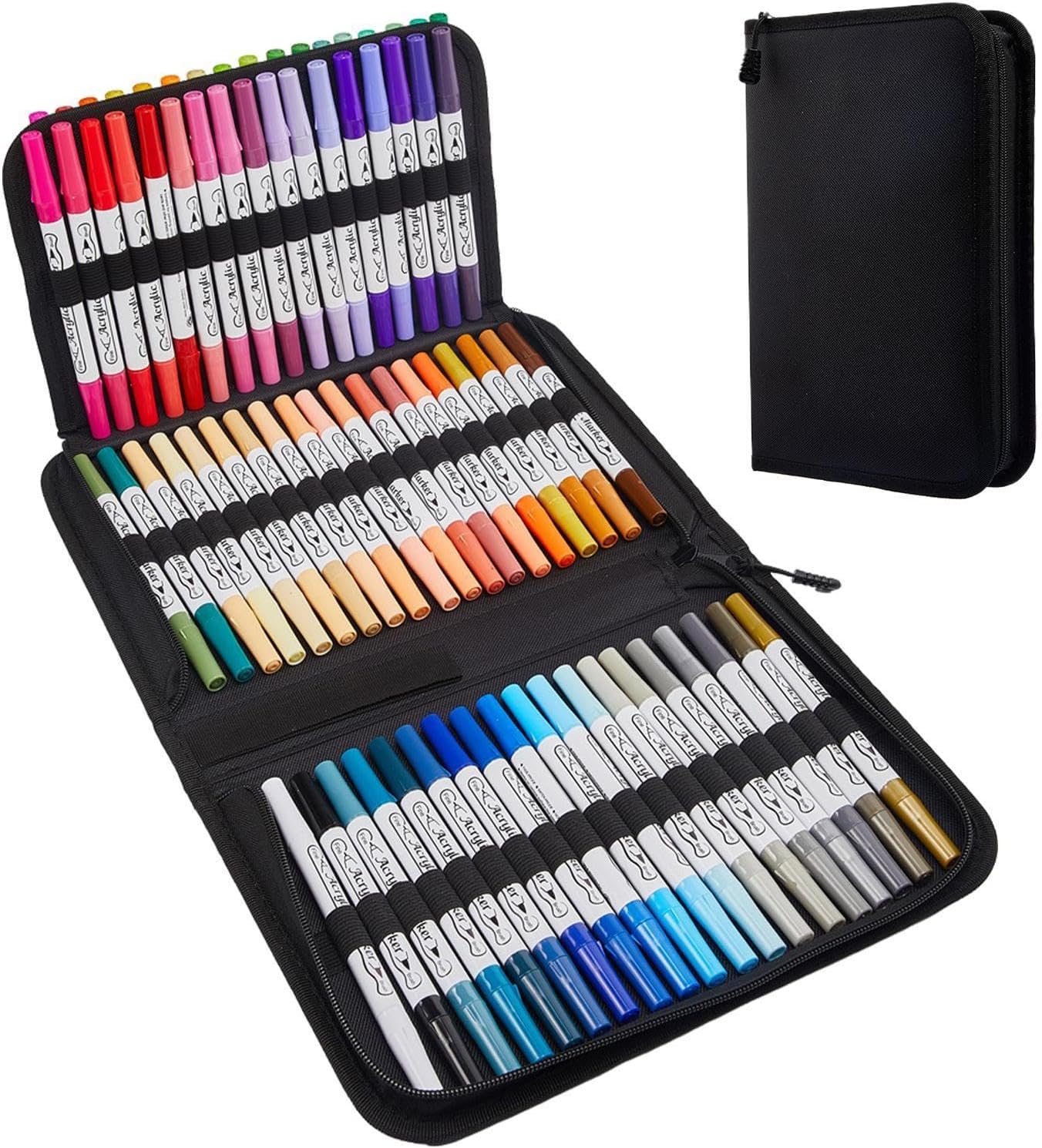 Acrylic Painting Pens,72-Color Double-Tip Painting Markers - Art Paint Pens | for Book Stone Canvas Fabric Wood Metal Crafts Glass Ceramic Rock Kids Activity School Classroom