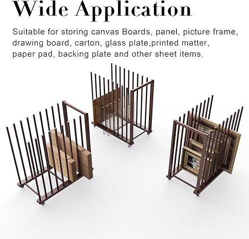 Miniatura 6 de Estante de almacenamiento de arte, almacenamiento de lienzo de arte, tableros de lienzo con asa y ruedas giratorias para tablero de dibujo, panel,