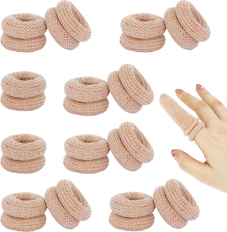 20PCS Elastic Finger Bandages, Reusable Thumb Protectors for Wounds, Fingertip Covers for Gardening, Cooking, Crafting - Skin Color