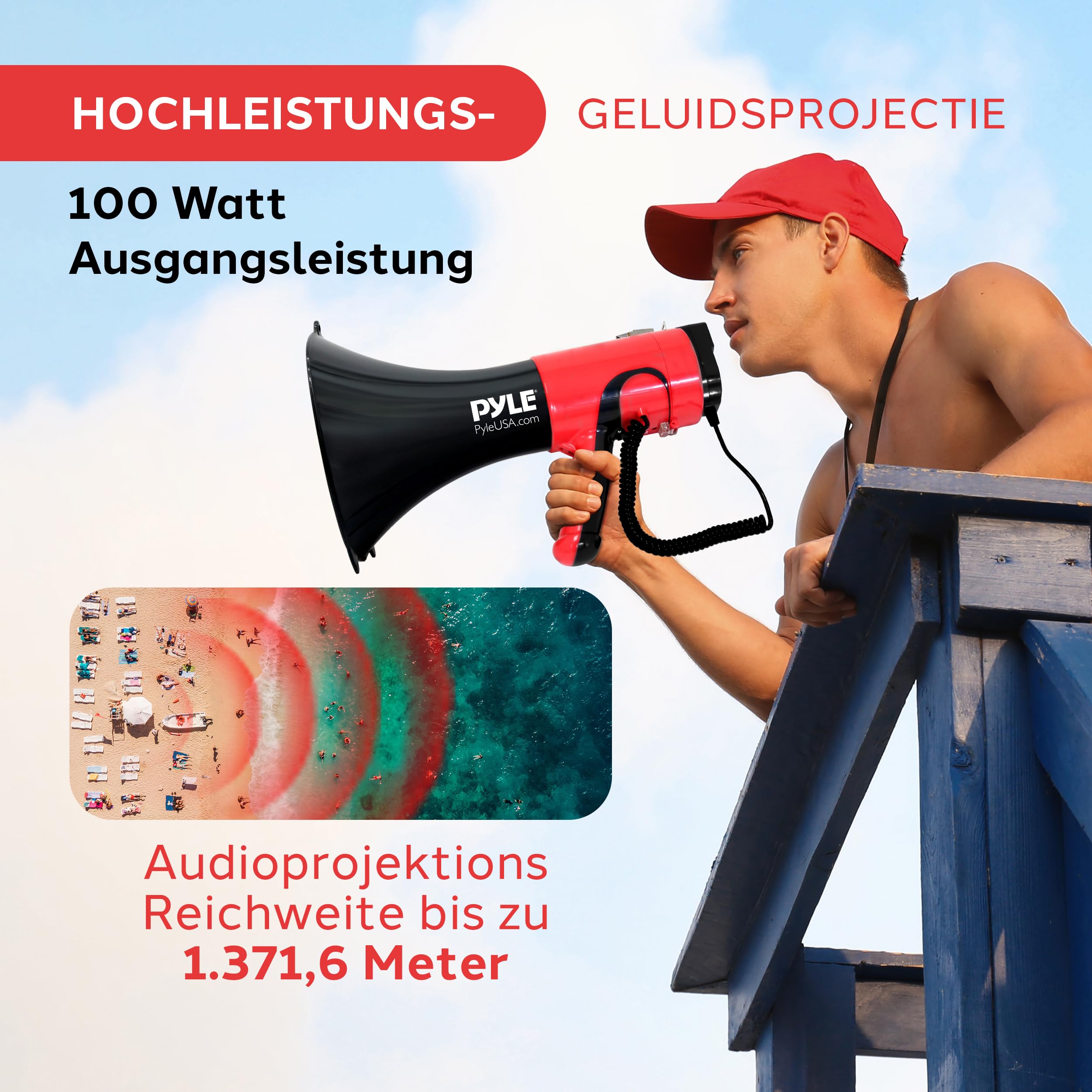 Pyle Megafon mit Sirene und Stimmenverzerrer – Bluetooth Mini-Megaphone mit Mikrofon und AUX, Lautsprecher für Kinder, Veranstaltungen und Outdoor