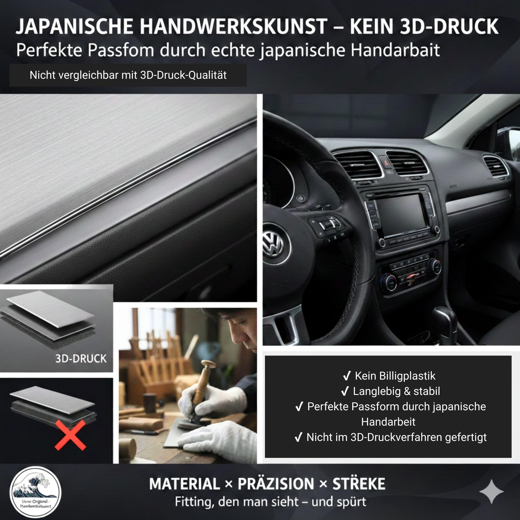 CASPORT Dachhimmel am Brillenfach löst sich Reparaturset einfach ersatz für VW Golf MK6 (Geprägt Grau, Front)