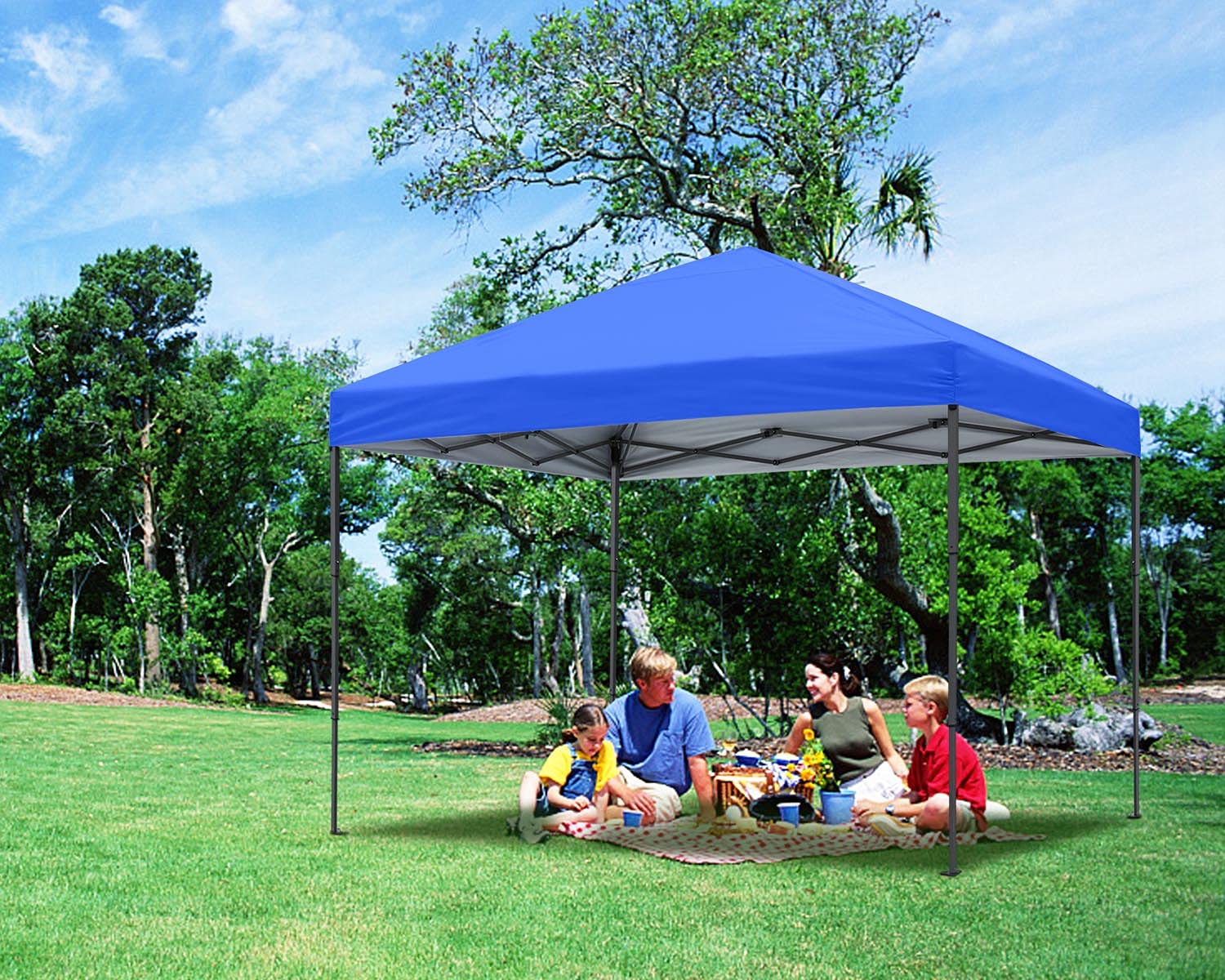 GOPLUS Faltpavillon 1,8x1,8 M - Pop-Up Zelt Mit Seitenwand Für Garten & Strand