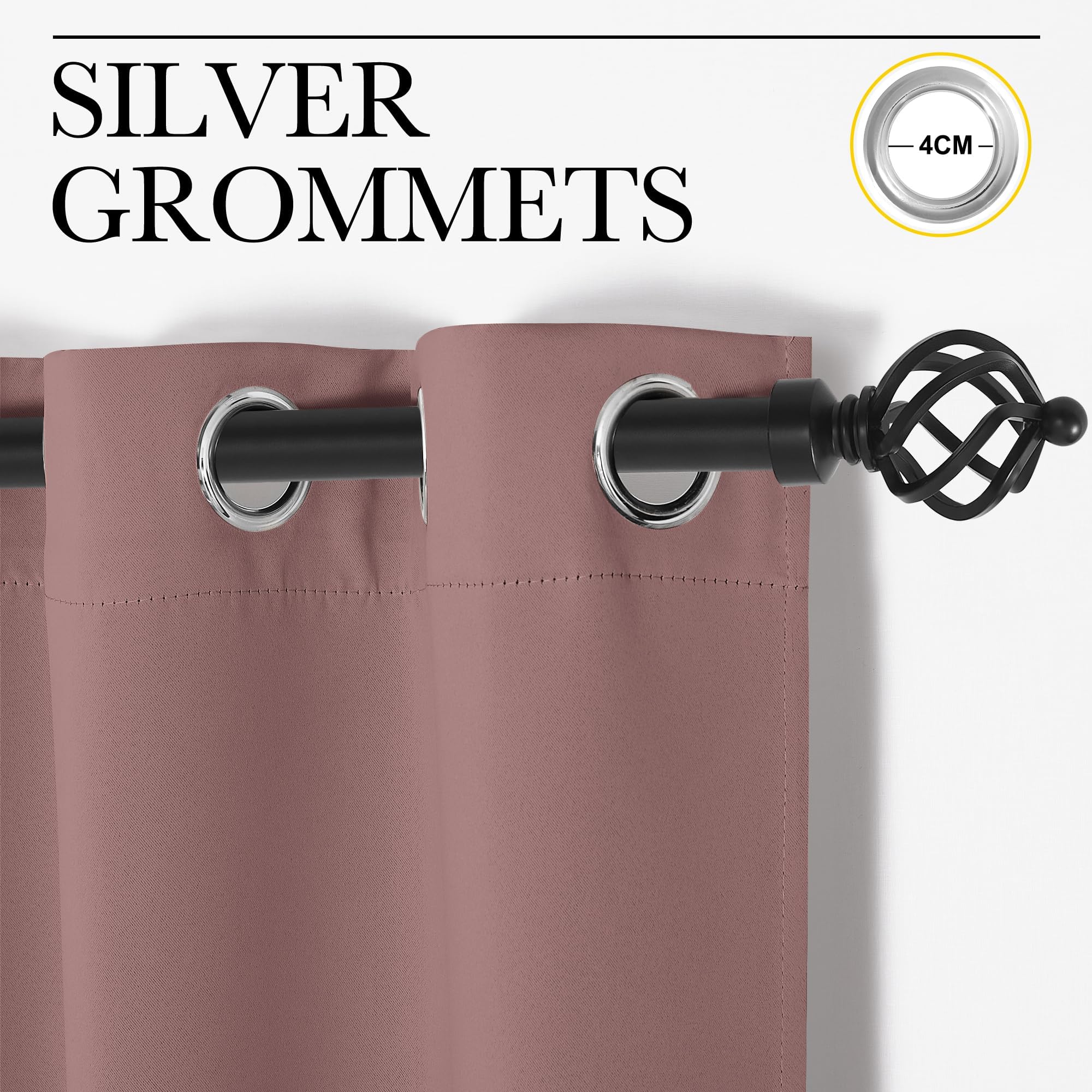 NICETOWN Altrosa Gardinen 220 cm Lang Vorhänge Verdunkelung Ösenschal 2er Set H220 x B140 cm, Thermovorhang gegen Kälte Übergardinen Wohnzimmer Vorhang Modern Wärmeschutzvorhang