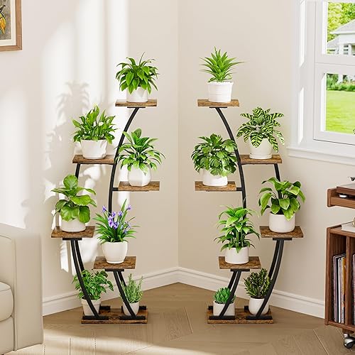 Miniatura 5 de Soporte para plantas de interior con luces de cultivo, estante para plantas de interior, paquete de 2 soportes de esquina para plantas de interior,