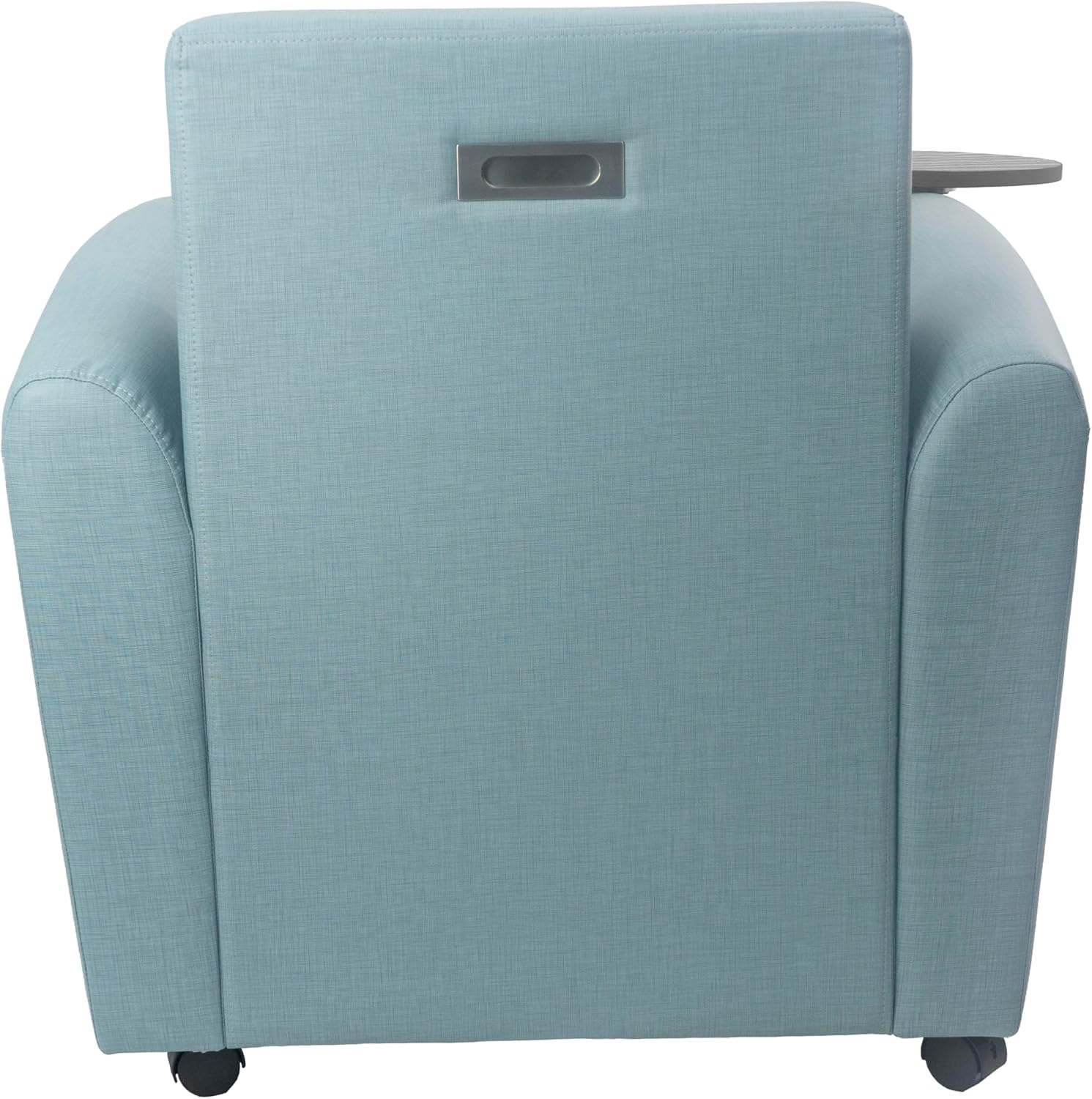 FDP Pro Series Upholstered Common Area Chair with Tablet Collaborative Commercial Furniture for Hotel Lobby, Office, Restaurant, Waiting Room -Sky Blue/Cosmic Strandz