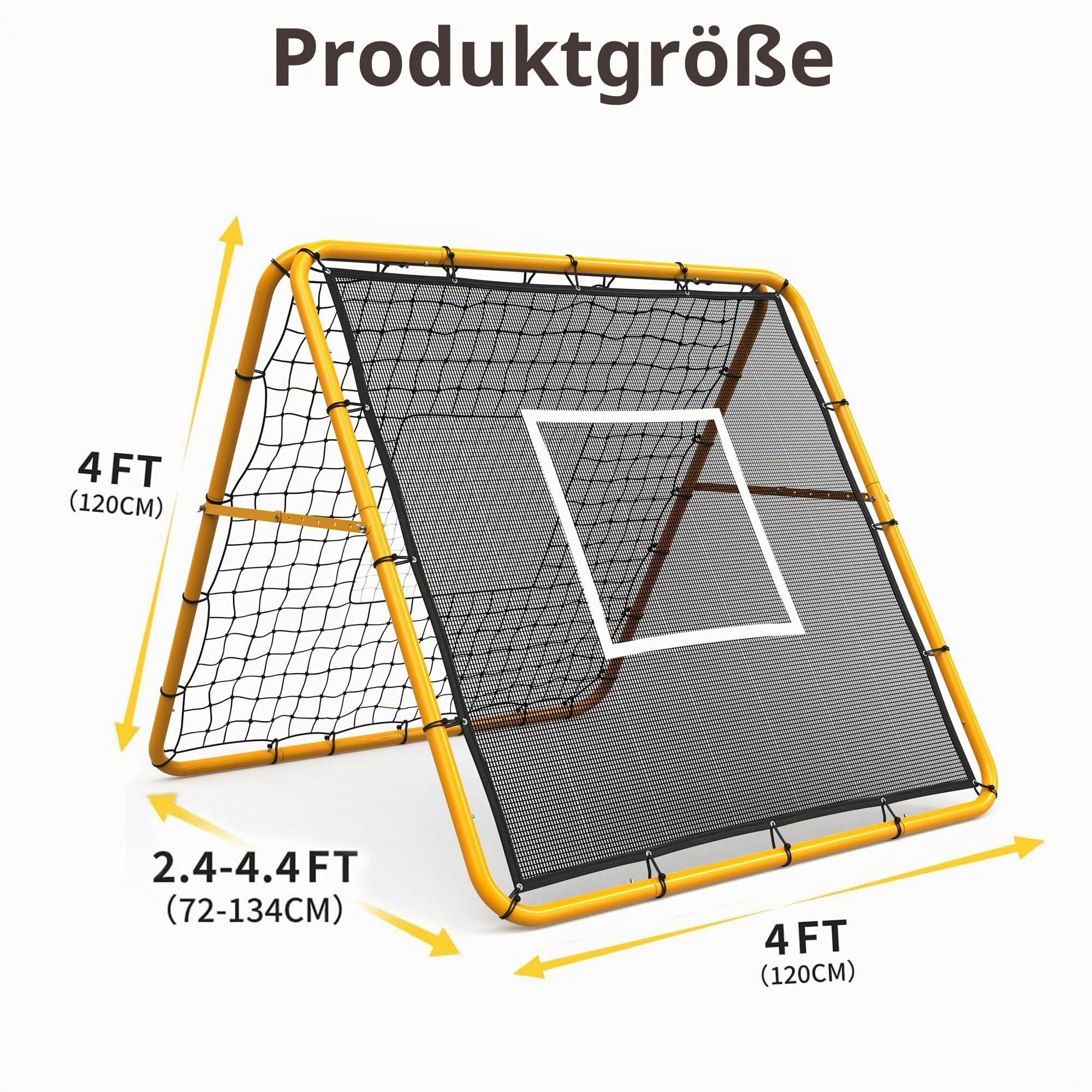 120 X 120 cm Verstellbares Rebounder-Netz Für Fußball, Baseball Und Softball – Multisport-Rückentrainingsnetz Zum Üben Von Pässen, Würfen Und Kontrollübungen, Einfacher Aufbau Für Garten Oder Feld