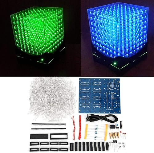 TOPINCN Kit de bricolaje de luz LED 3D con software de edición de animación 3D, LED cuadrado 8x8x8, juguete electrónico para niños y adolescentes,
