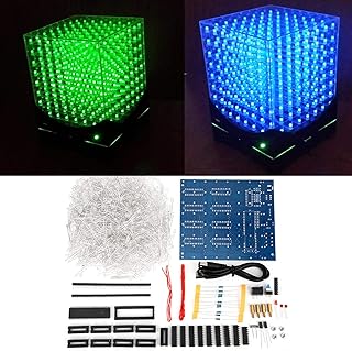 TOPINCN 3D Led Cube Light DIY Kit with 3D Animation Editing Software Squared LED 8x8x8 Electronic Toy for Children and Teenagers Learning Activities Suit