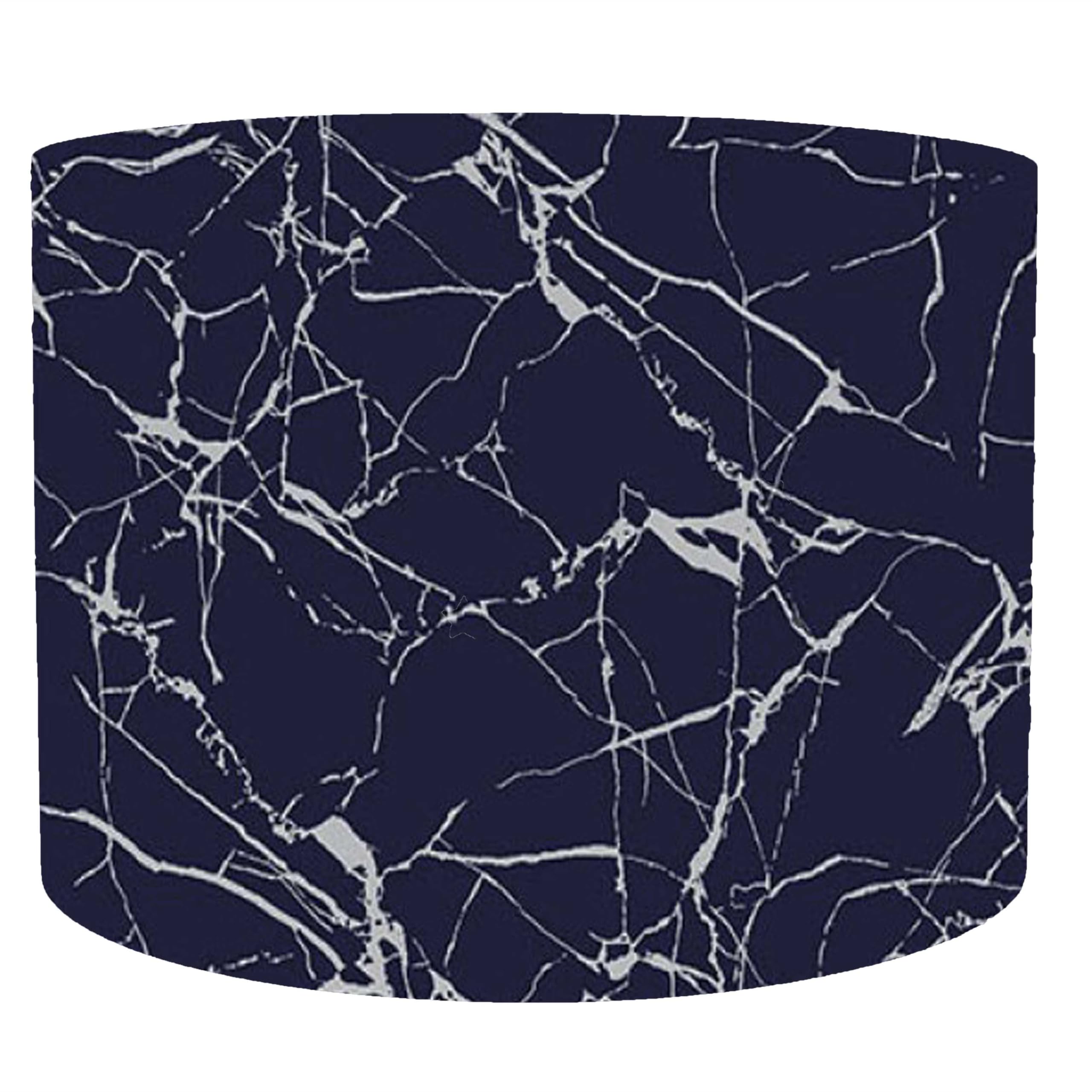 Navy Blue And Silver Lamp Shade, Choice of 4 Diameter Sizes, 20cm, 25cm, 30cm, 35cm, Drum Lampshade, Marble Decor, Living Room Lights Ceiling Shade, Silver Lampshades For Table Lamps
