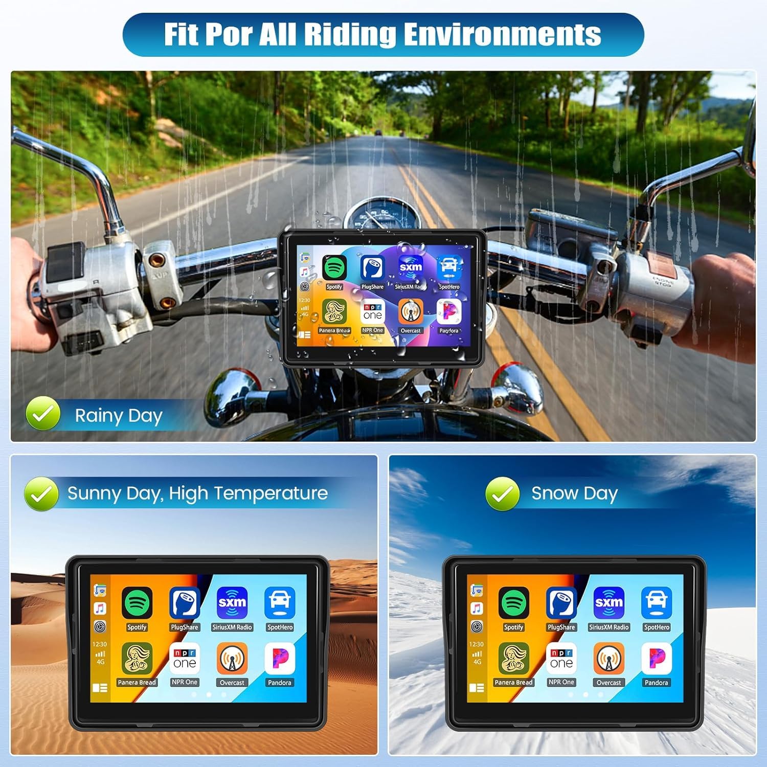 SIXTOP Schermo CarPlay per Moto, CarPlay e Android Auto Wireless per Moto, Touchscreen Impermeabile da 5 Pollici, Audio Bluetooth, Navigazione GPS, Siri