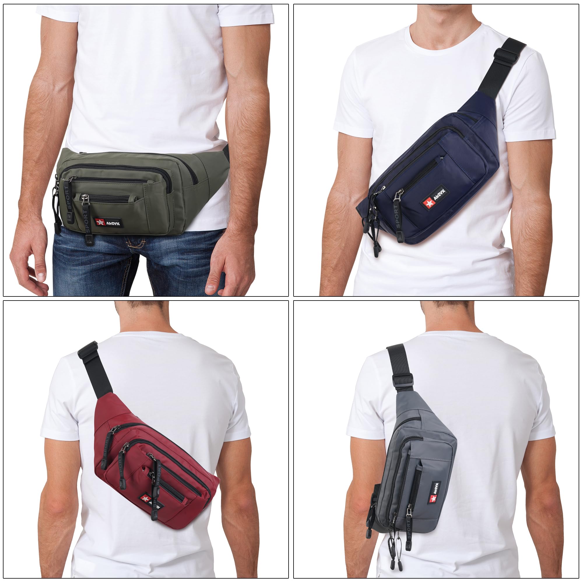 Sac Banane Homme Femme Imperméable Ceinture de Voyage Sport Pochette Ville de Sécurité pour Cacher et Protéger Argent Sacoche Banane 6 Poches Randonnée Vacance