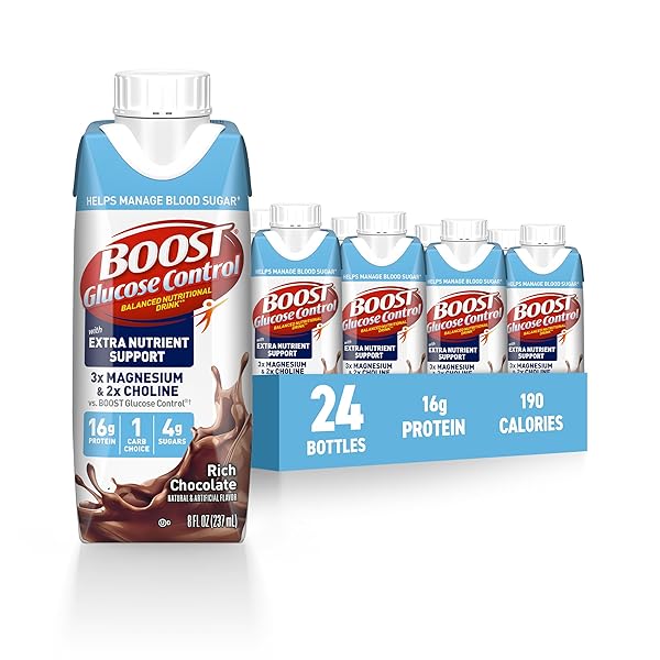 BOOST Glucose Control Ready to Drink Nutritional Drinks with Extra Nutrient Support Drink, Rich Chocolate, 8 Fl Oz, Pack of 24