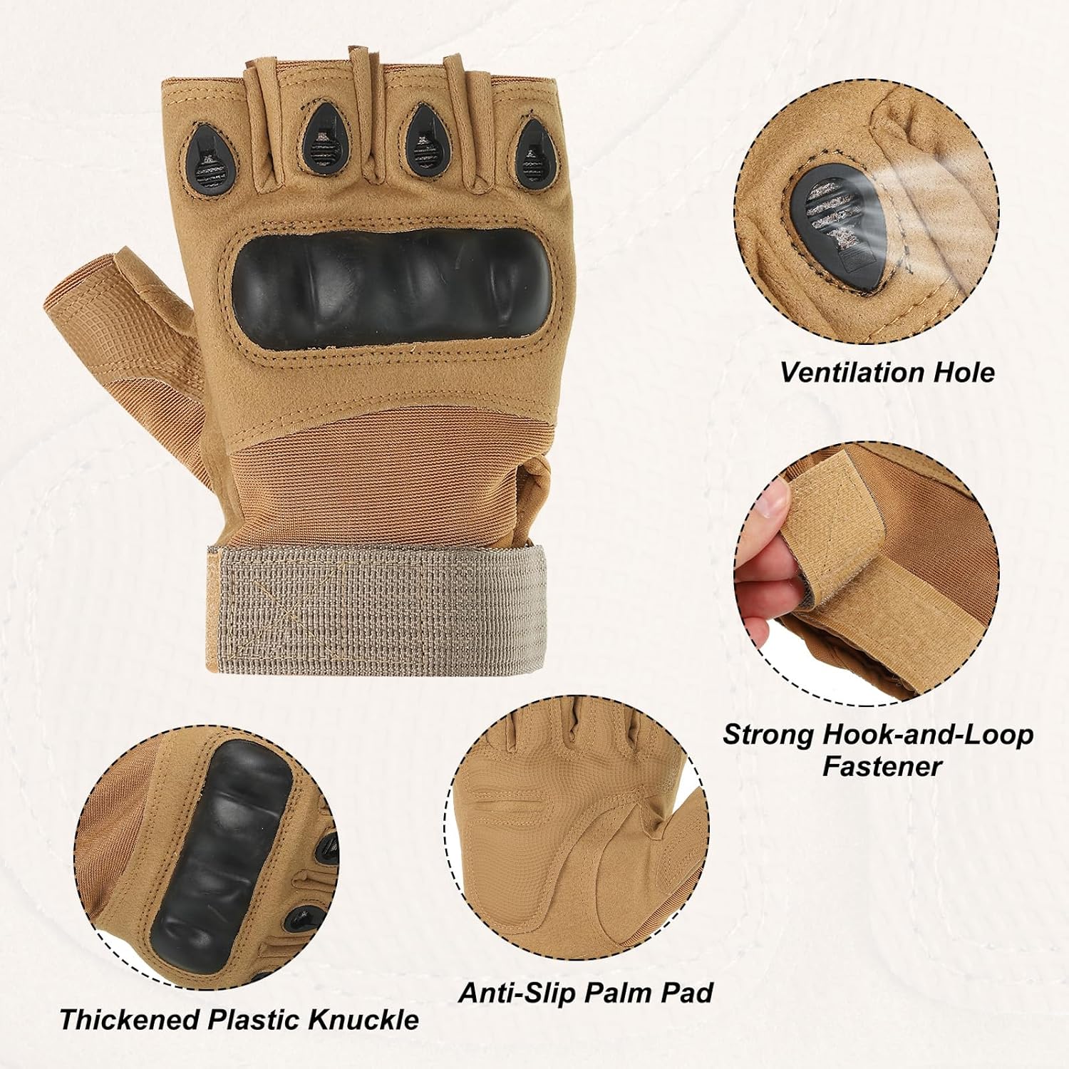 PATIKIL Fingerless Gloves, Half Finger Gloves Breathable Workout Gloves for Outdoor Work Climbing Cycling Hunting - Image 3