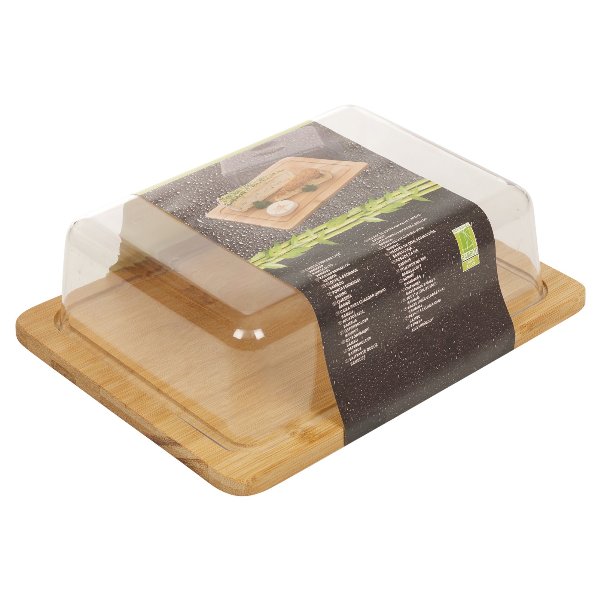 EG Homewares Bambou Plateau À Fromage & Acrylique Housse Portion Stockage Plateau Plateau en Bois Display