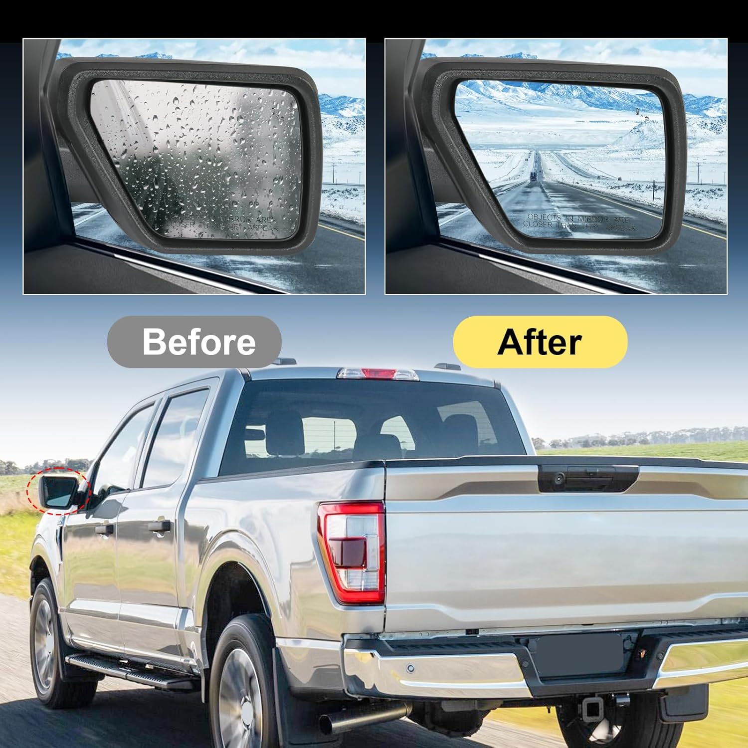 Door Mirror Right Passenger Side Replacement For F150 2021-2025, Replace ML3Z17682VA, 9-Pins Black