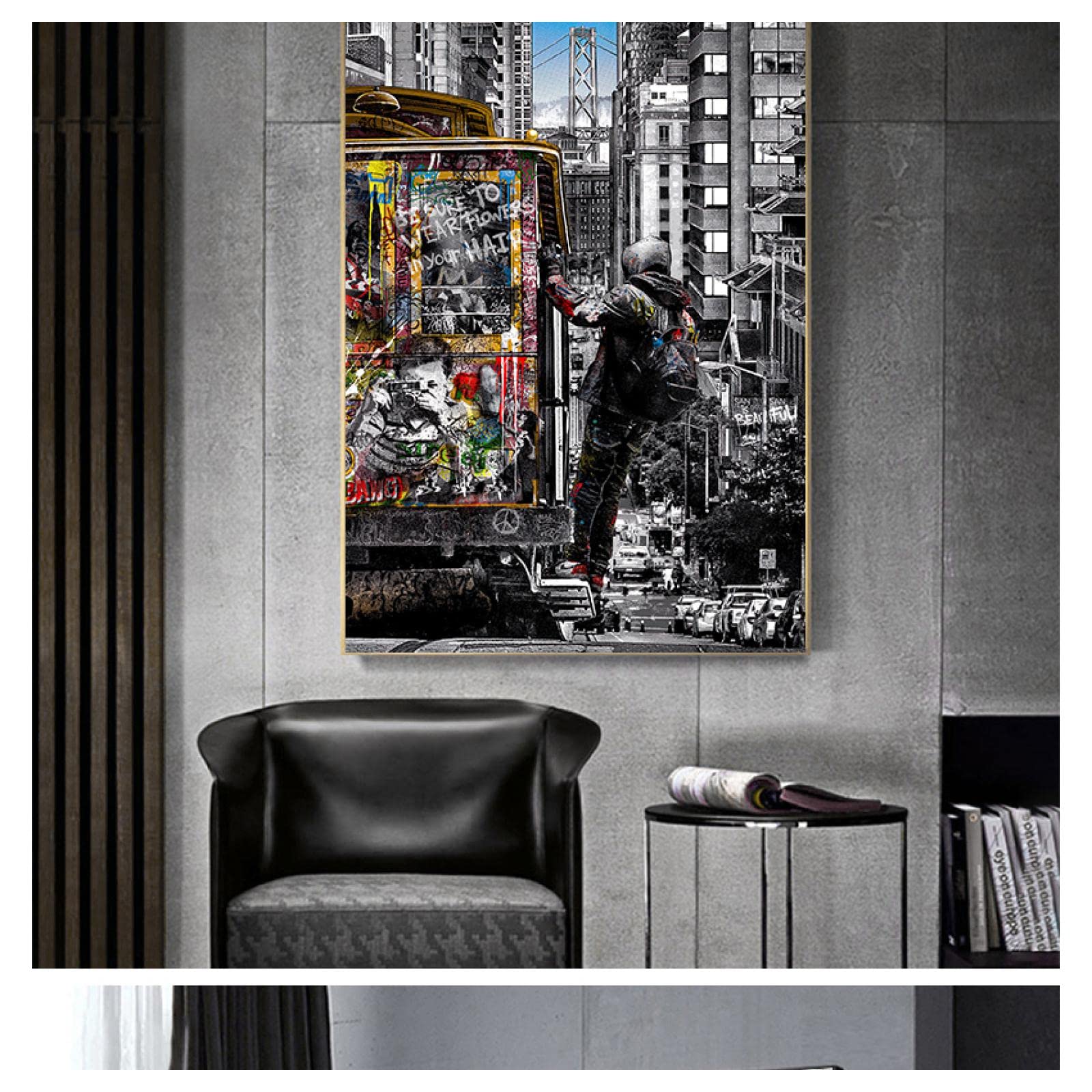 Paesaggio della città di Londra Dipinti su tela Graffiti Pop Art Poster e stampe per l'arredamento domestico Banksy Wall Art Dipinti 120x80cm Quadro interno