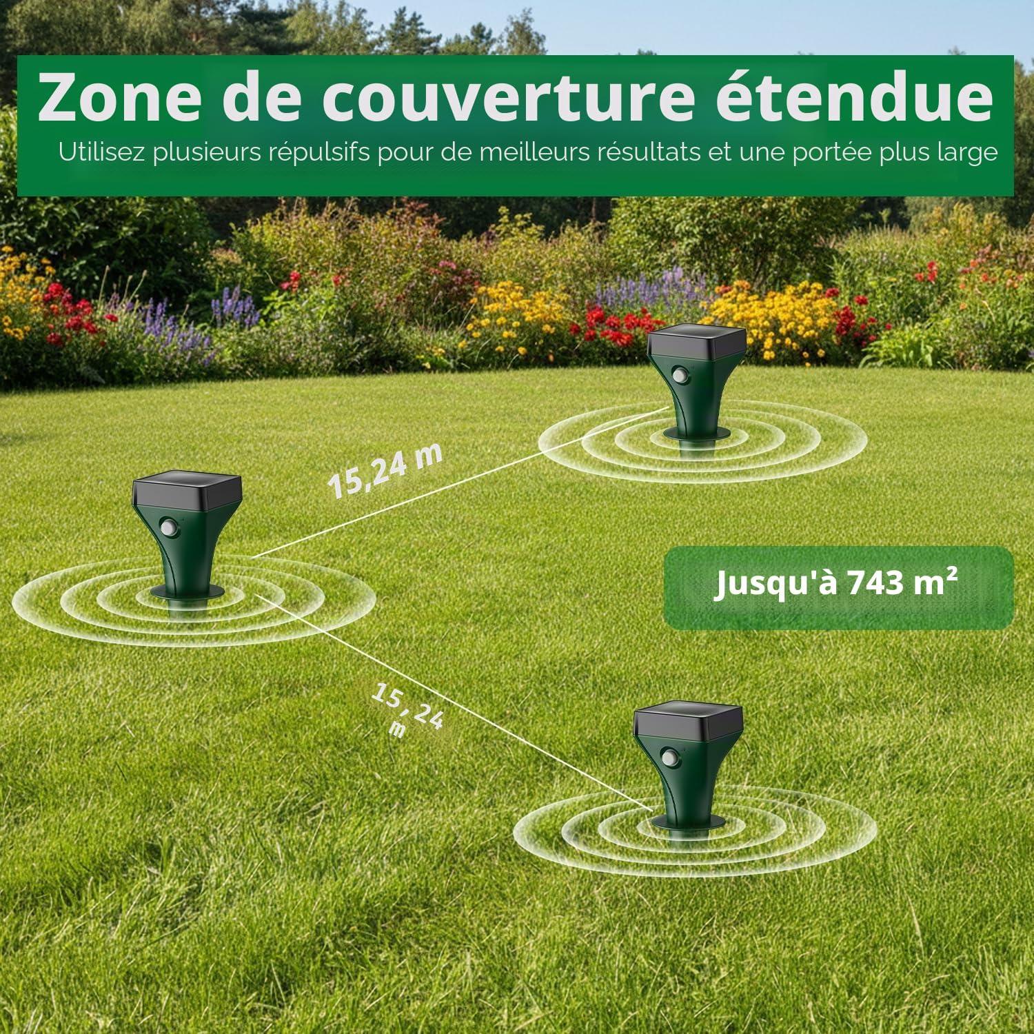 Anti Taupe Solaire, 2 Pièces Répulsif Taupe Vibration et Ultrasons, Efficace Contre Les Taupes, Les Campagnols, Les Souris, Les Serpent, Ainsi Que Les Rongeurs de Jardin-Vert