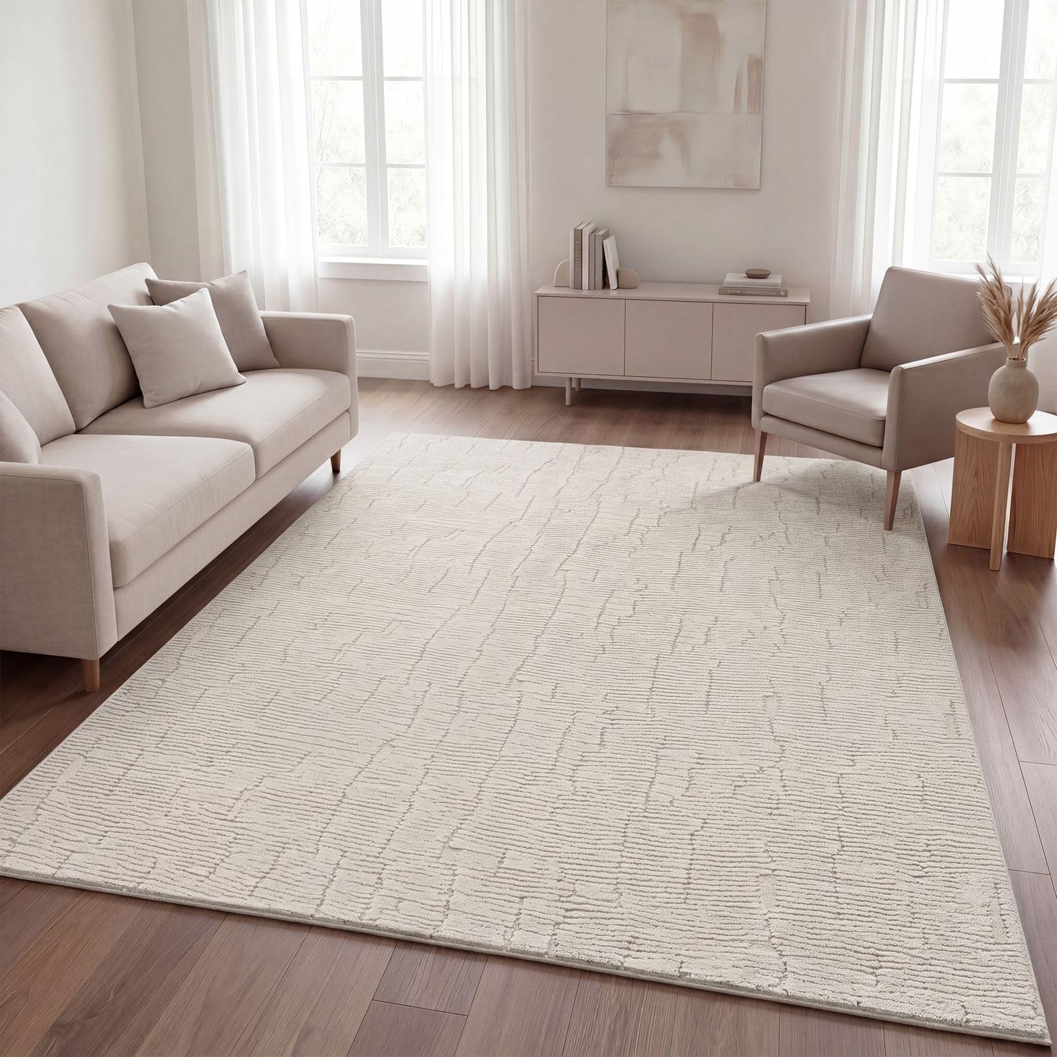 TT Home Wohnzimmer Teppich Schlafzimmer Hochflor Skandinavisches Design Unifarben Geometrisch Boho Style Modern Waschbar