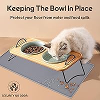 Vista 8 de Tapete de comida para perros y gatos para alimentos y agua, tapete de silicona para alimentación de mascotas, tapete para platos de agua para pisos