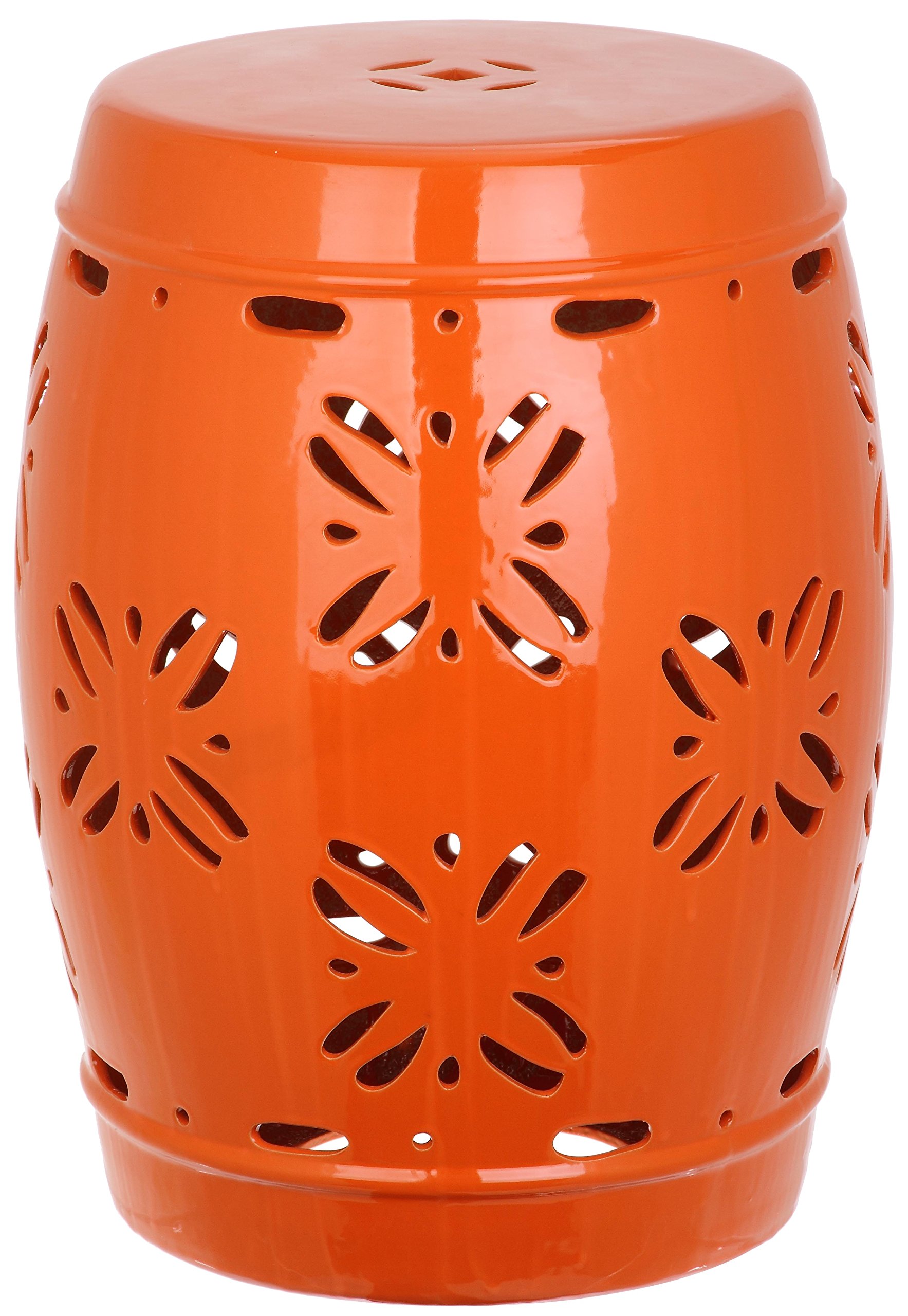 Safavieh Sakura Glazed Ceramic Decorative Garden Stool, Orange