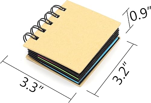 Miniatura 3 de 8 paquetes de notas adhesivas combinadas portátiles, notas autoadhesivas en espiral, 3.3 x 3.2 x 0.9 pulgadas, 250 hojas/paquete